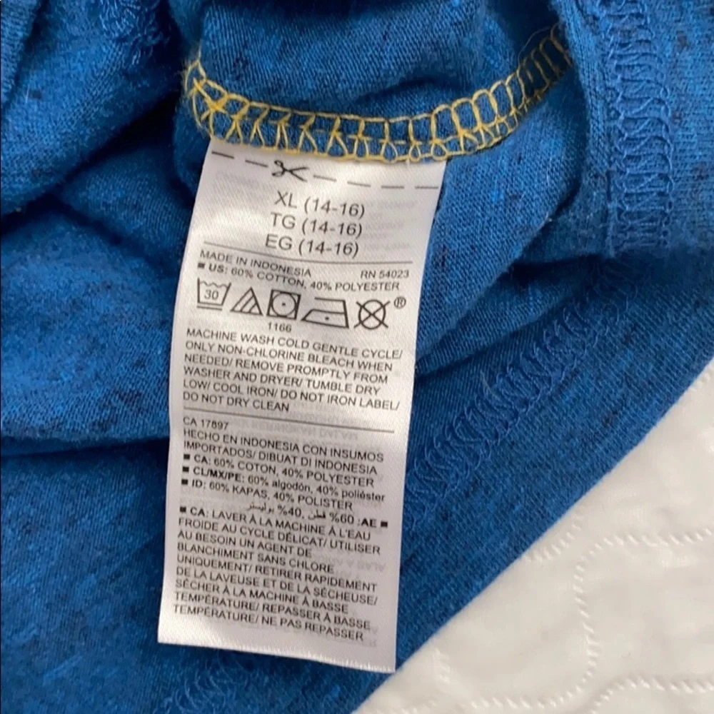 Old navy color block yellow blue hooded t-shirt